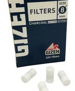 FILTROS GIZEH CAJA CARBON ACTIVADO 8mm 100u.