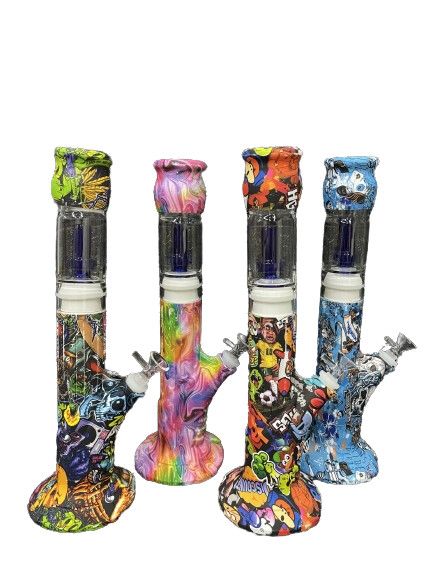 BONG SILICONA GRANDE CON PERCOLADOR GRAFFITY SLC50